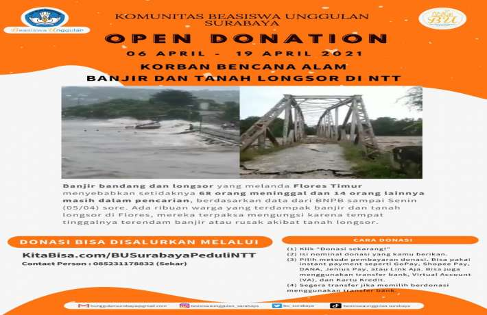 Komunitas Beasiswa Unggulan Surabaya Galang Bantuan untuk Korban Bencana NTT